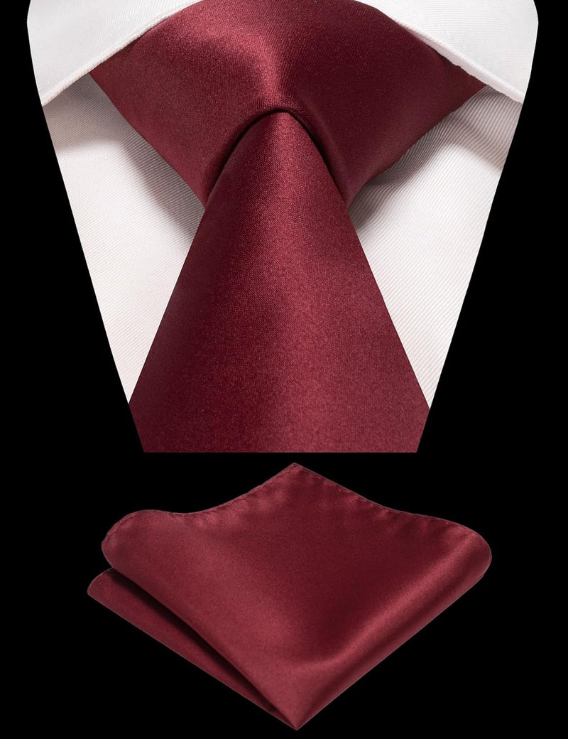 RBOCOTT Solid Color Tie and Pocket Square Hankerchief with Lapel Pin Set for Men - Image 2
